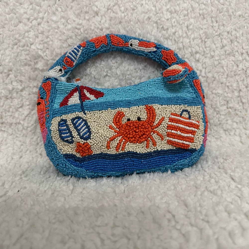 NWT Coastal Beach Crab Beaded Mini Purse